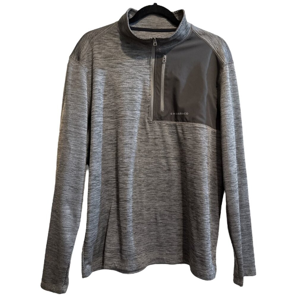 G. H. Bass & Co. Sweatshirt 1/4 Zip Gray Zip Pocket Performance Pullover Men’s M